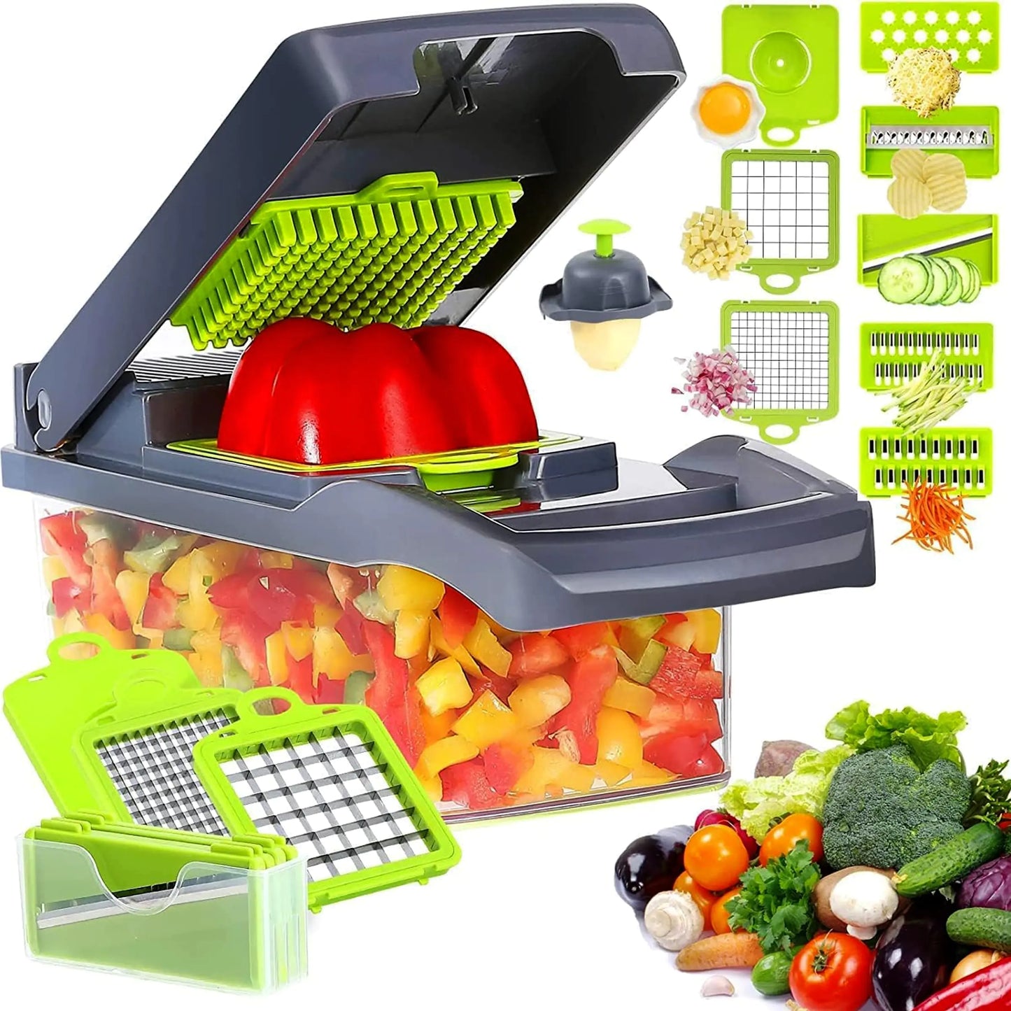 14-in-1 Multipurpose Vegetable Chopper & Slicer with Container