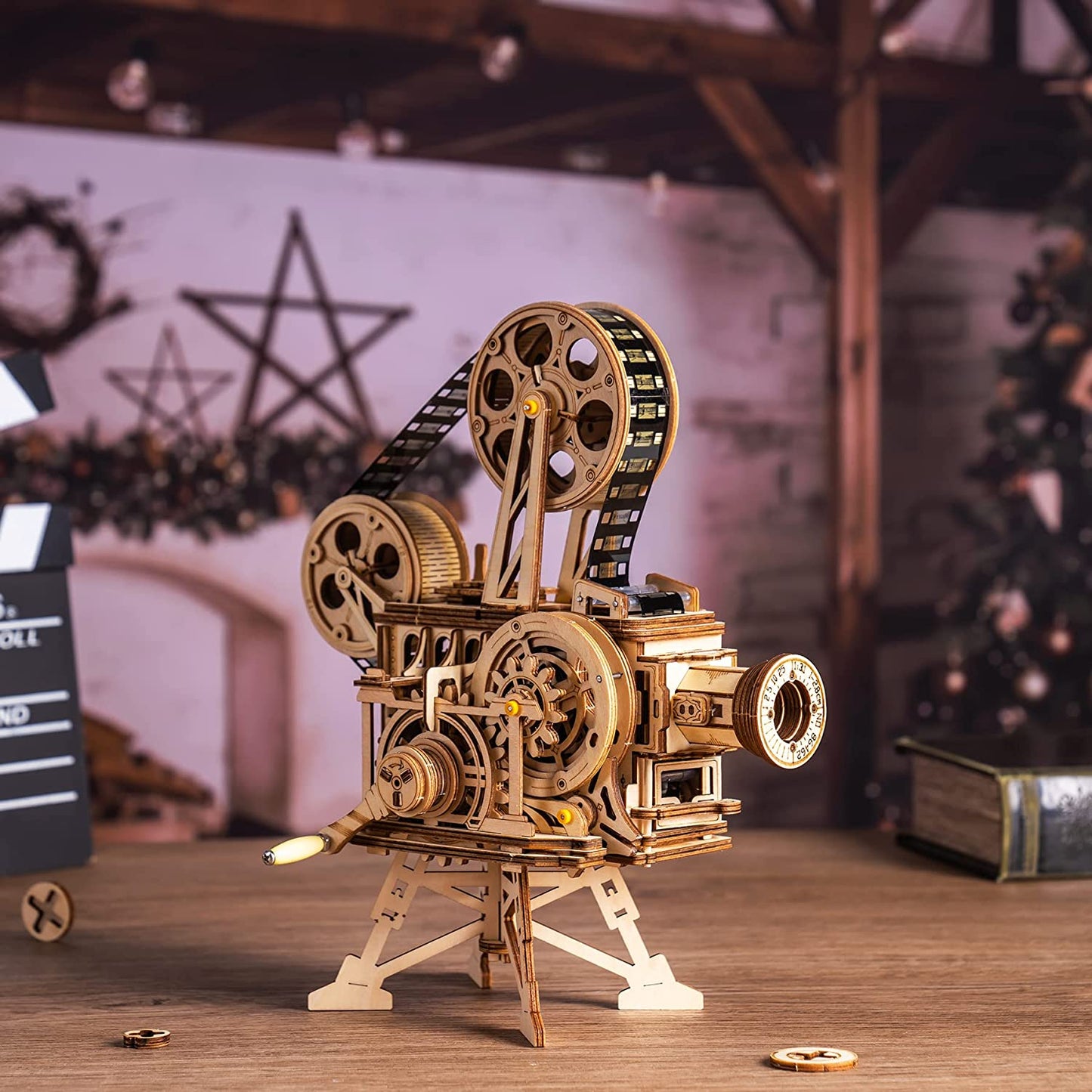 ROKR 3D Wooden Vitascope Mechanical Movie Projector Puzzle Kit