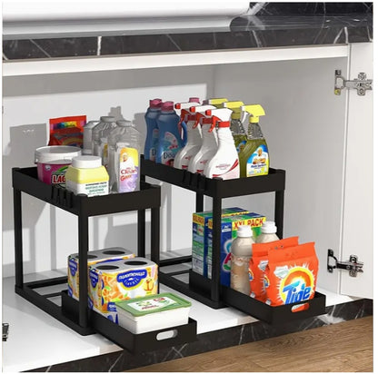2-Tier Under Sink Storage Organizer Shelf – Space Saving Kitchen & Bathroom Rack