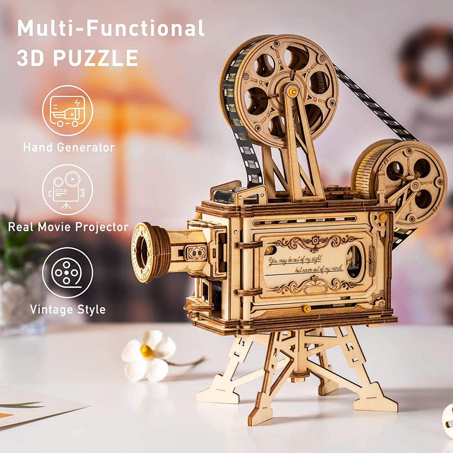 ROKR 3D Wooden Vitascope Mechanical Movie Projector Puzzle Kit