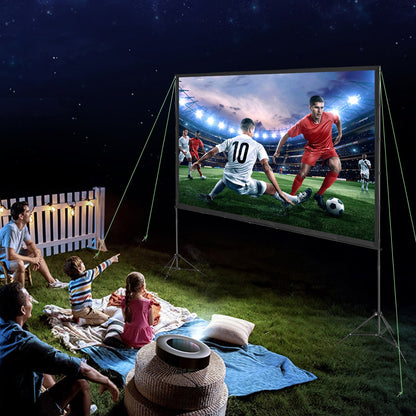 120 Inch Projector Screen with Stand – 16:9 4K 1080P HD Wrinkle-Free Outdoor & Indoor Movie Screen with Tripods & Carry Bag for Home Theater, Backyard Movie Night