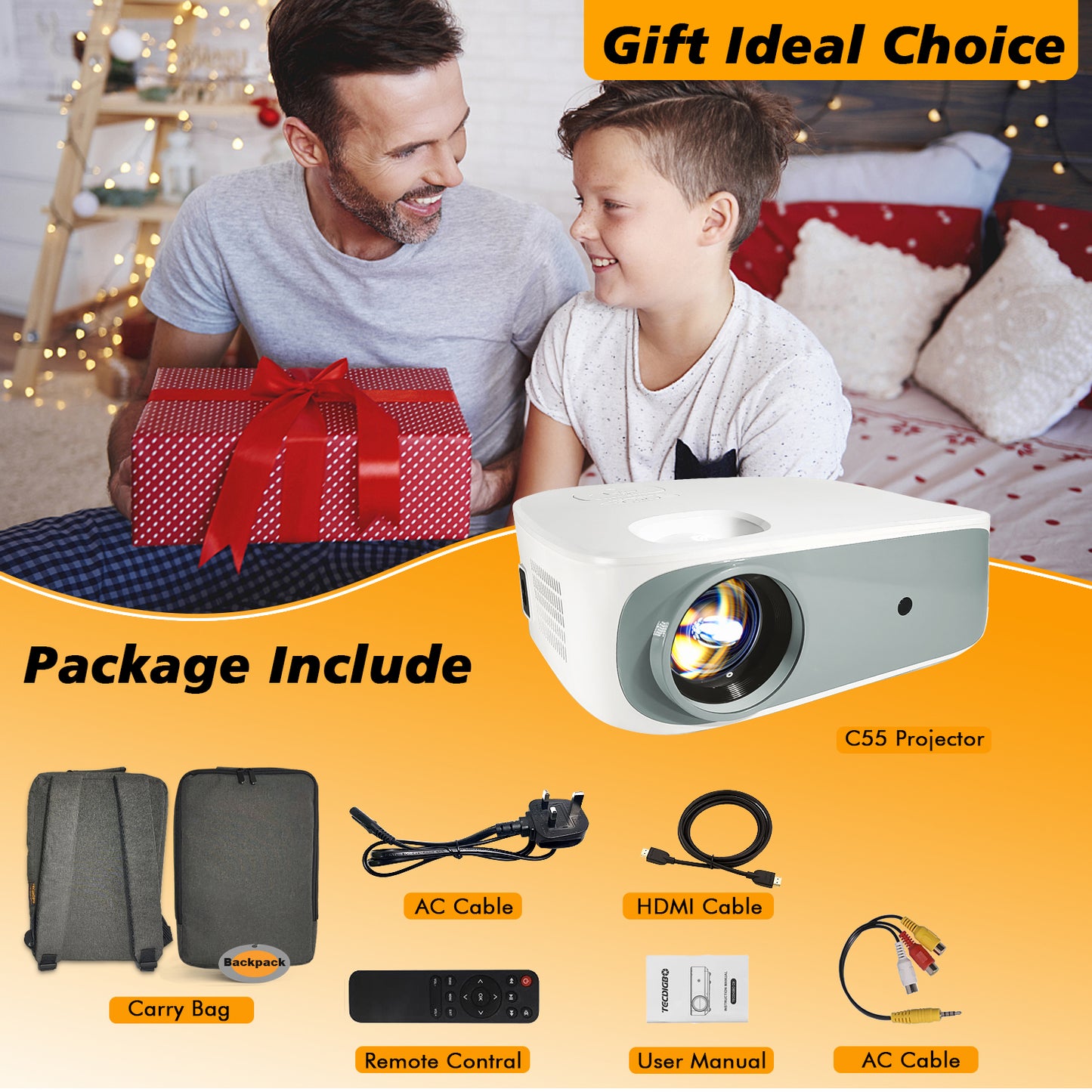 4K Bluetooth Projector with 5G WiFi | Native 1080P Full HD Outdoor Movie Projector for Home Theater