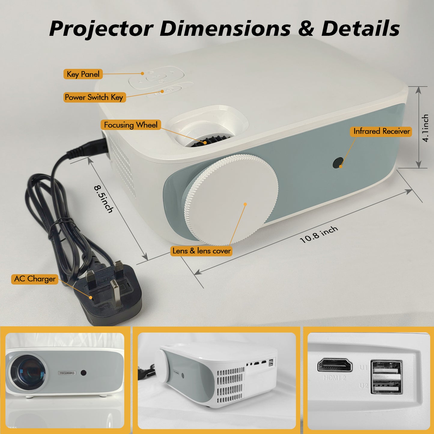 4K Bluetooth Projector with 5G WiFi | Native 1080P Full HD Outdoor Movie Projector for Home Theater