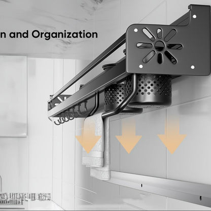 Wall Mounted Kitchen Organizer Rack with Knife Holder & Spice Shelf