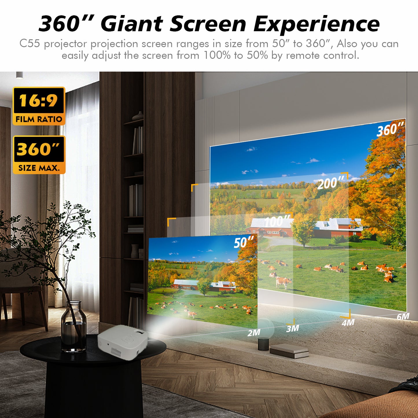 4K Bluetooth Projector with 5G WiFi | Native 1080P Full HD Outdoor Movie Projector for Home Theater