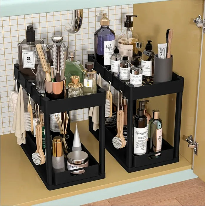 2-Tier Under Sink Storage Organizer Shelf – Space Saving Kitchen & Bathroom Rack