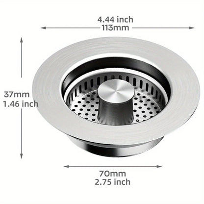 3-in-1 Stainless Steel Sink Strainer | Anti-Clog Pop-Up Drain Filter