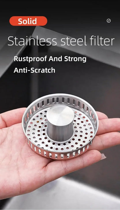 3-in-1 Stainless Steel Sink Strainer | Anti-Clog Pop-Up Drain Filter