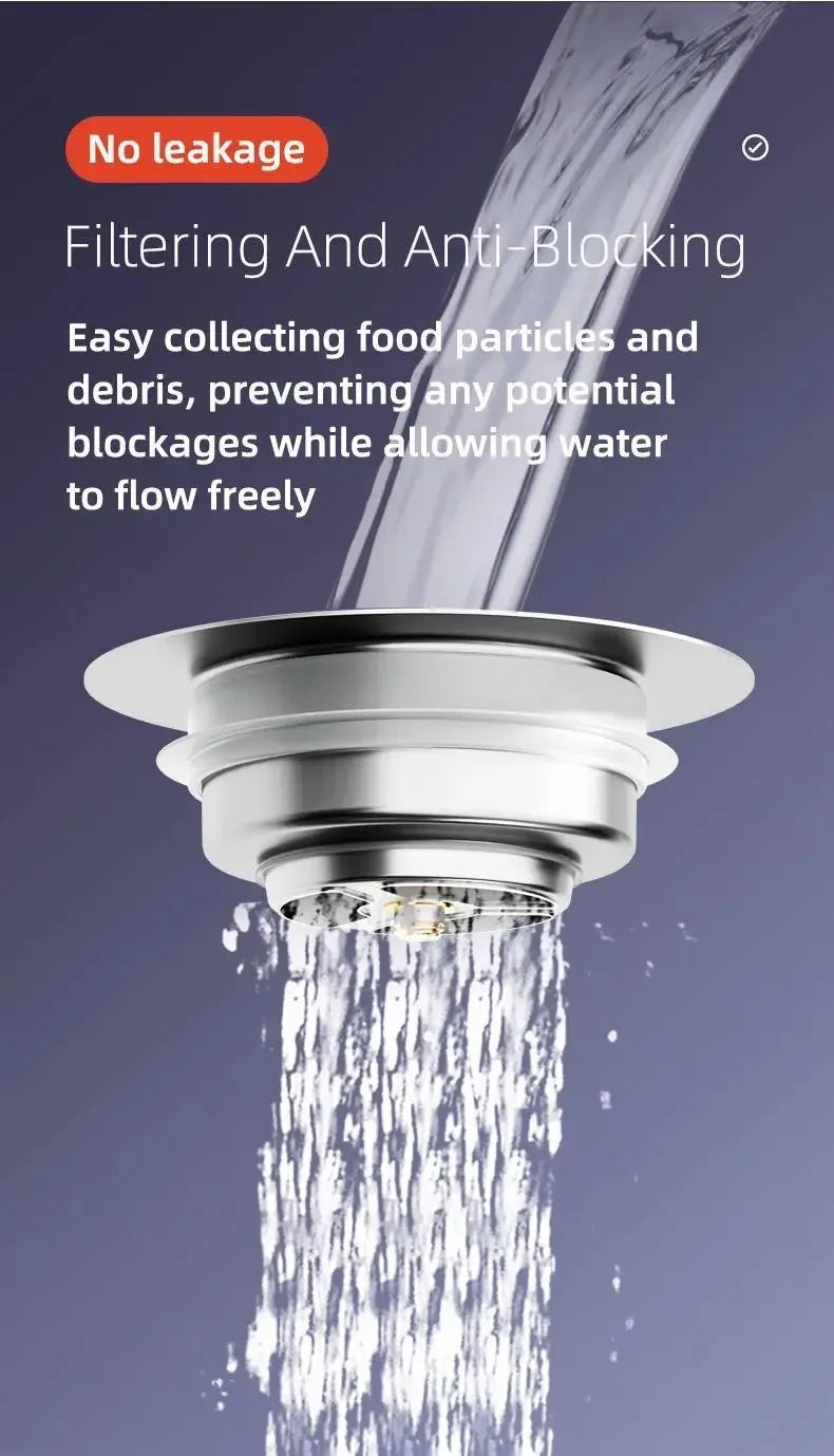 3-in-1 Stainless Steel Sink Strainer | Anti-Clog Pop-Up Drain Filter