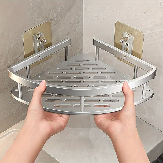 No-Drill Stainless Steel Shower Caddy | Rust-Free Wall Mounted Corner Shelf for Bathroom Storage