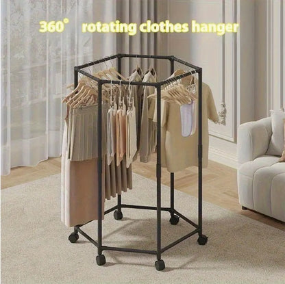 Space-Saving Hexagonal Clothes Drying Rack – Sturdy Metal Floor Standing Organizer