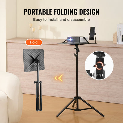 Adjustable Projector & Laptop Tripod Stand (27–63 Inch) with Tray & Phone Holder – Portable & Foldable | Luxora