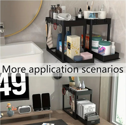2-Tier Under Sink Storage Organizer Shelf – Space Saving Kitchen & Bathroom Rack