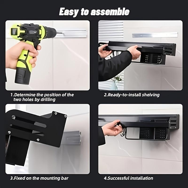 Wall Mounted Kitchen Organizer Rack with Knife Holder & Spice Shelf