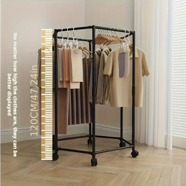 Space-Saving Hexagonal Clothes Drying Rack – Sturdy Metal Floor Standing Organizer